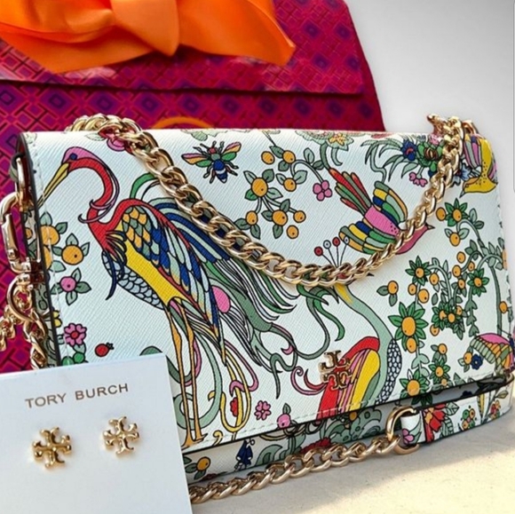 🎀NWT Authentic RARE Tory Burch Emerson Printed Chain Crossbody & 18k Gold Kira. - Picture 9 of 12